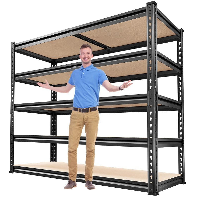 REIBII 2500lbs Garage Shelving, 72"H Adjustable 5 Tier Garage Storage Shelves, Metal Shelving Unit For Warehouse Pantry