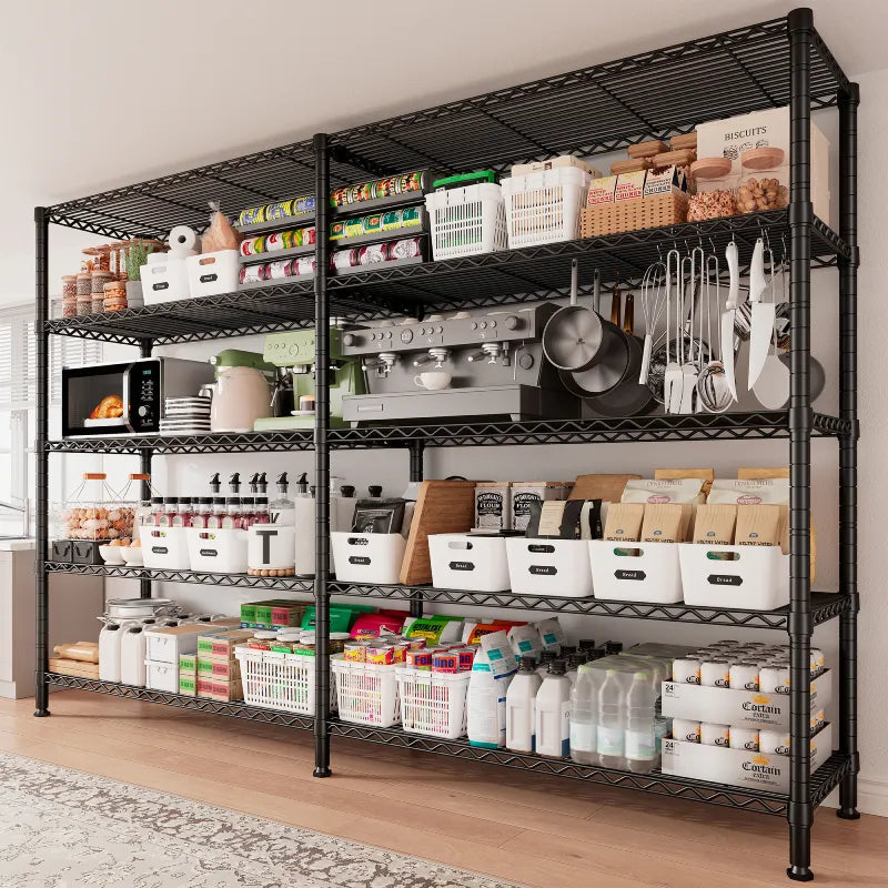 REIBII 69"W Heavy Duty Metal Shelving, 1600Lbs Wire Shelving Unit, Adjustable Garage Shelving for Pantry Kitchen