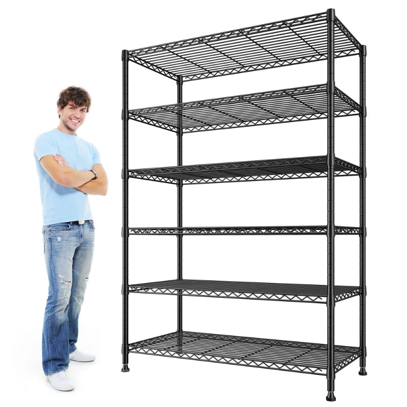 REIBII 75''H Storage Shelves, 6 Tier Metal Shelving Unit