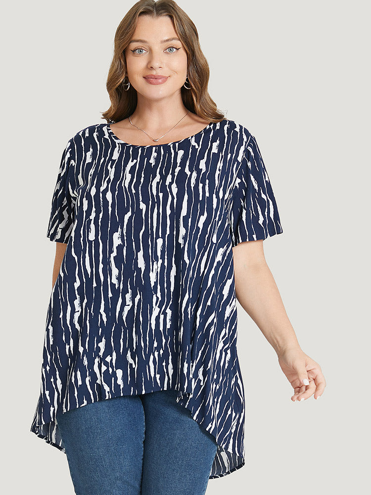 Water Ripple High Low Hem Blouse