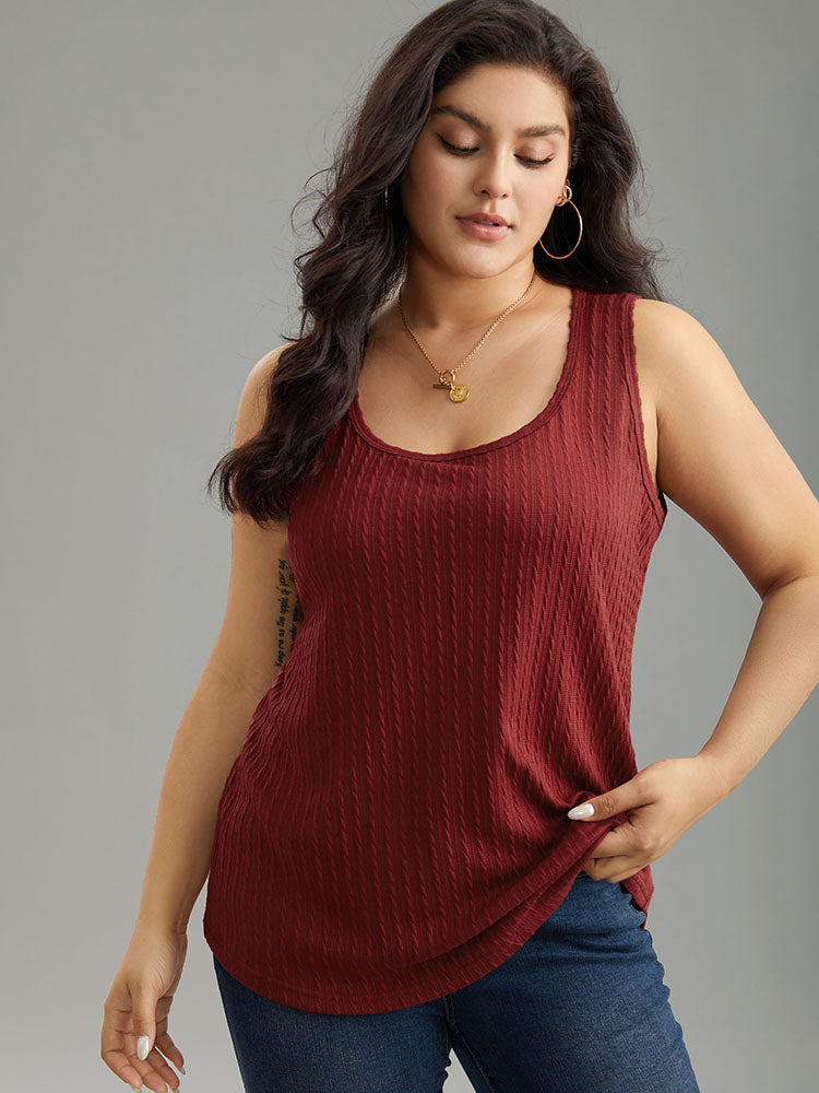 Plain Texture Square Neck Tank Top