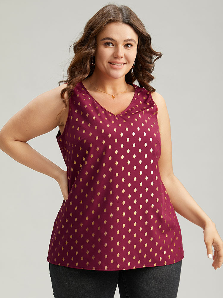 Glitter Polka Dot V Neck Tank Top