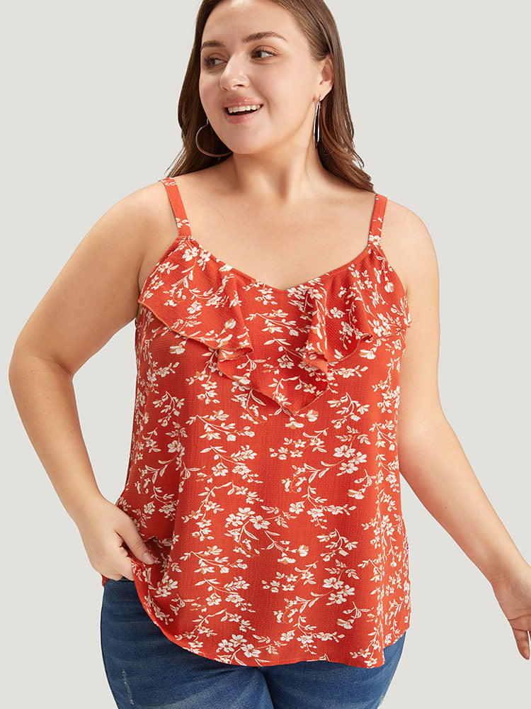 Ditsy Floral Ruffle Trim Cami Top