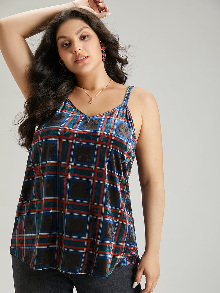 Plaid Print Adjustable Straps Cami Top