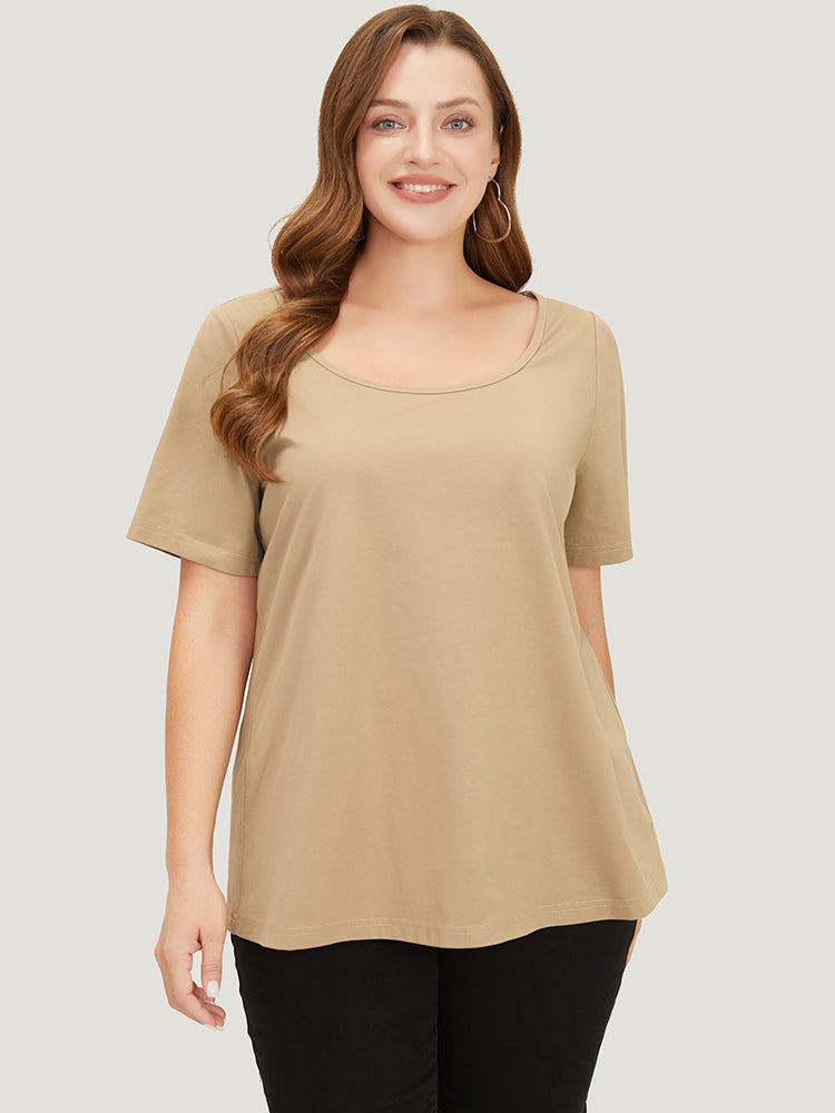 UltraCool Solid Scoop Neck Slightly Stretchy Regular T-shirt