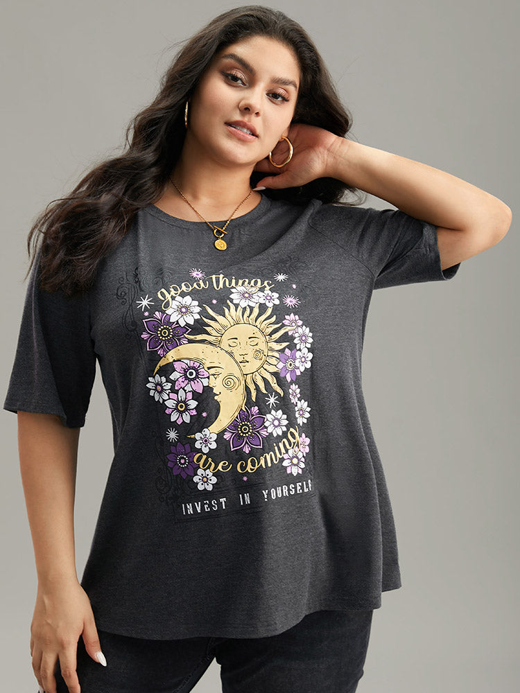 Horoscope Print Round Neck T-shirt