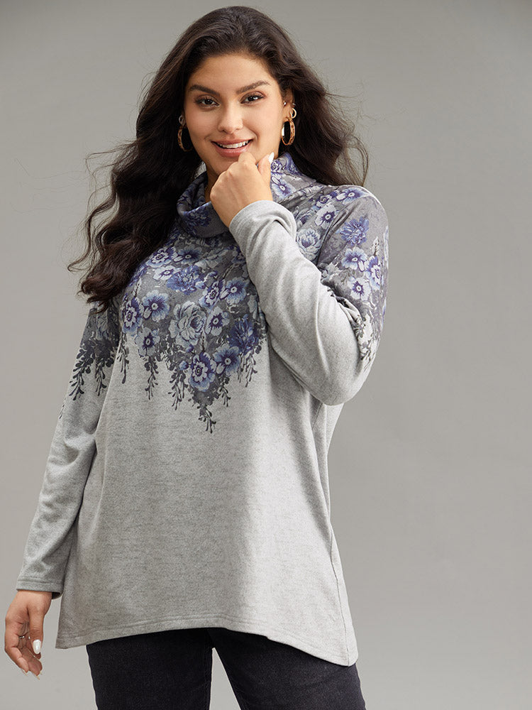 Boho Print Mock Neck T-shirt