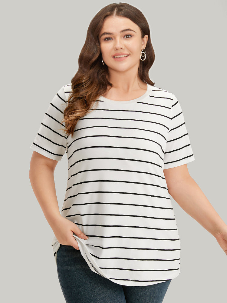 Striped Print Round Neck T-shirt