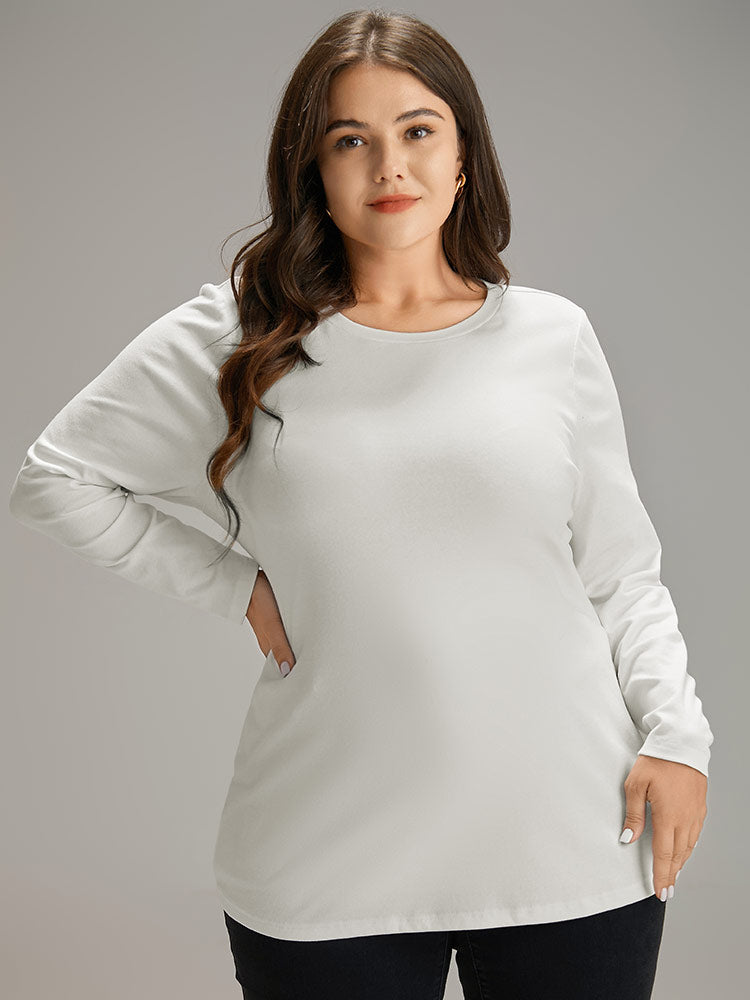 Cotton Solid Round Neck T-shirt