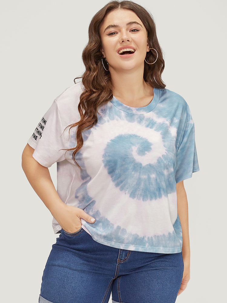 Tie Dye & Letter Print Short T-shirt