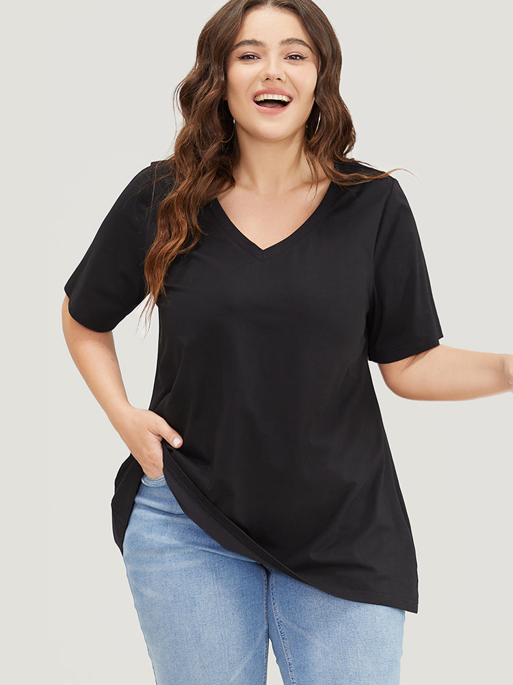 UltraCool Plain V Neck Slightly Stretchy Casual T-shirt