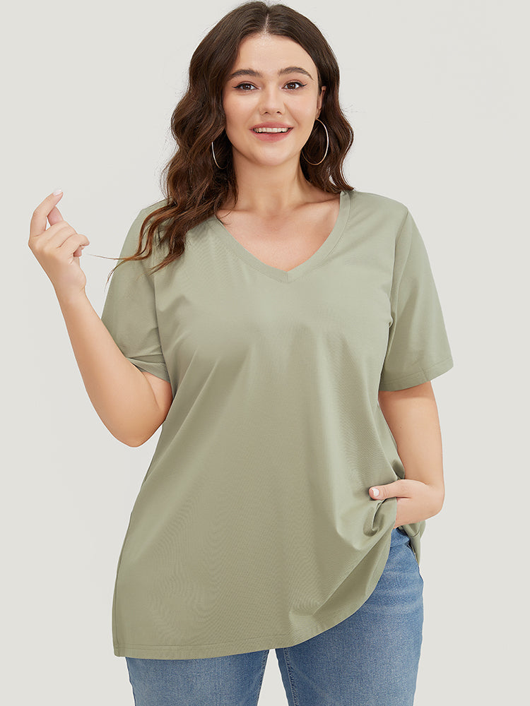 UltraCool V Neck Asymmetrical Hem T-shirt