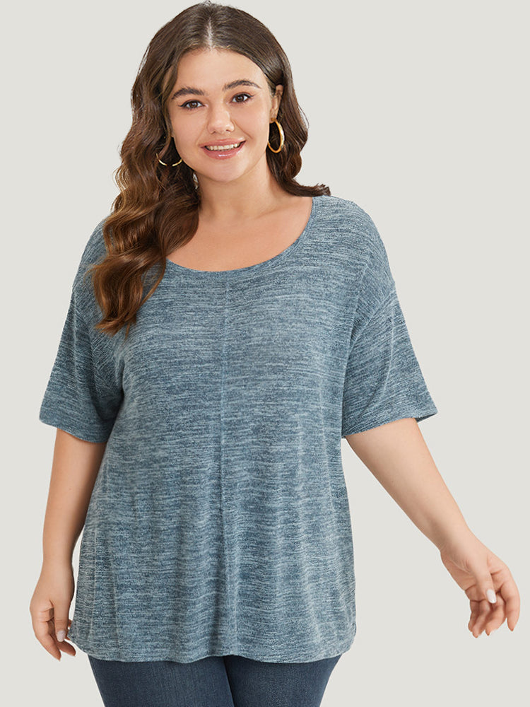 Heather Cut Out Drop Shoulder T-shirt