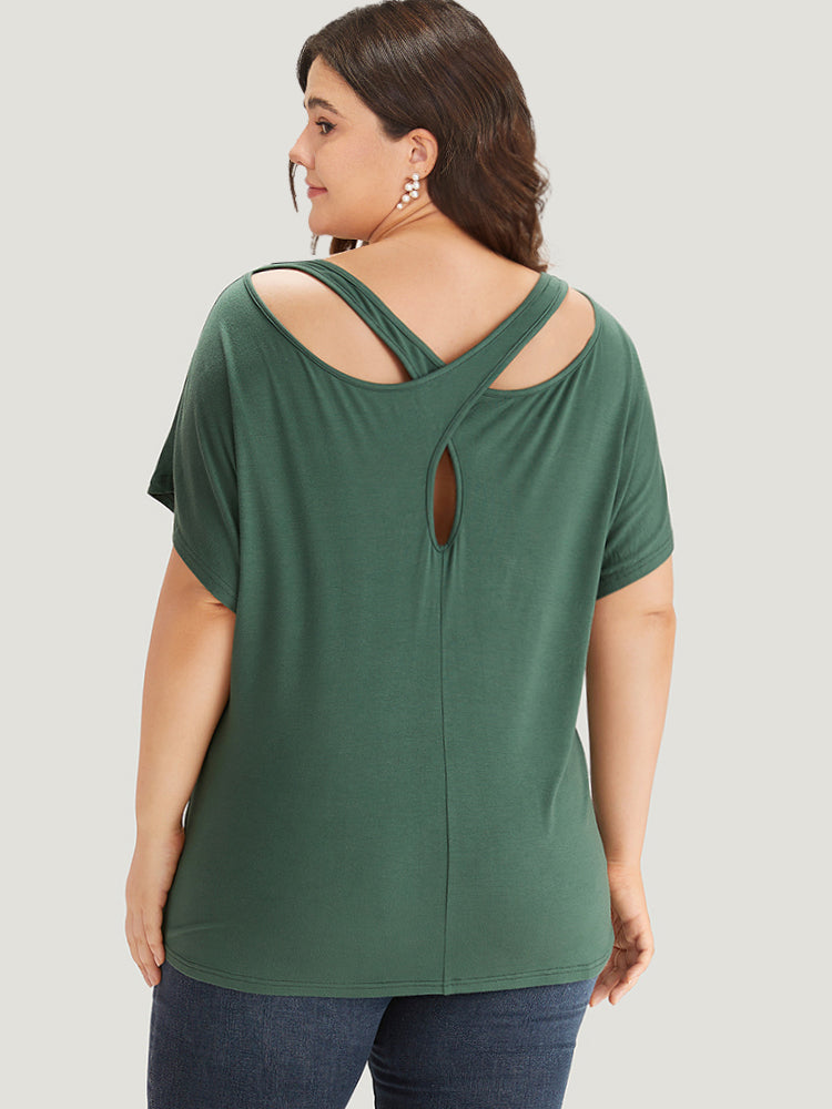 Supersoft Essentials Plain Batwing Sleeve Cut Out T-shirt