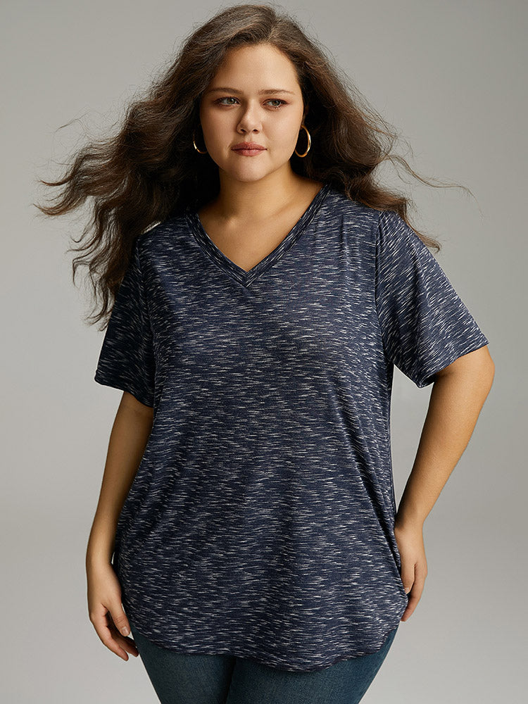 Heather Split Side Basic T-shirt