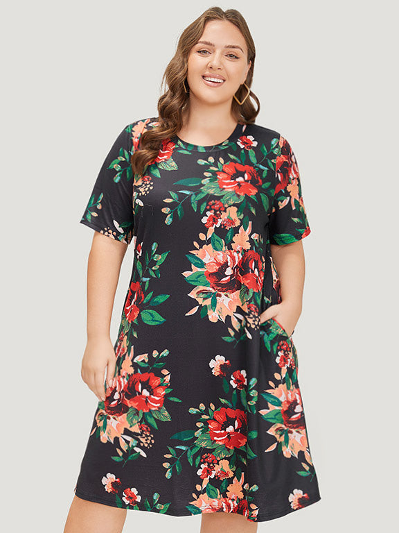 Floral Print Pocket Midi Dress