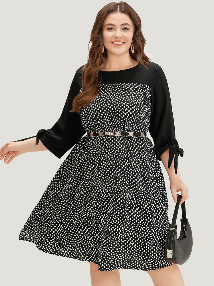 Geometric Graphic Patchwork Knot Cuffs Dress