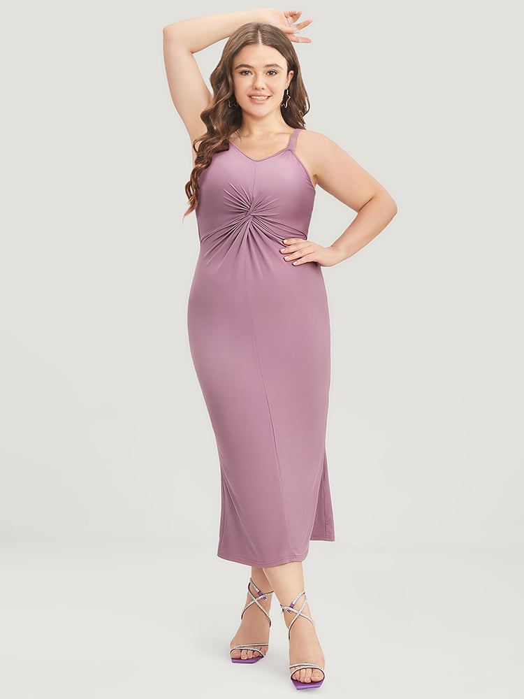 Plain Sleeveless Twist Front Cami Dress