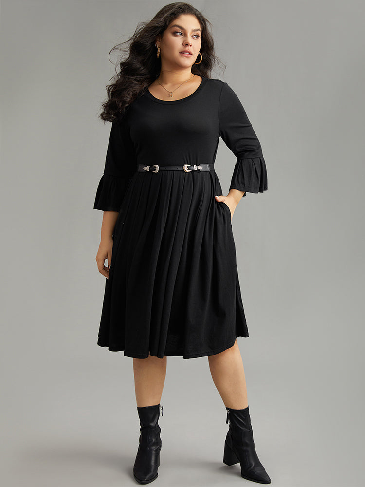 Supersoft Essentials Solid Ruffles Pleated Dress