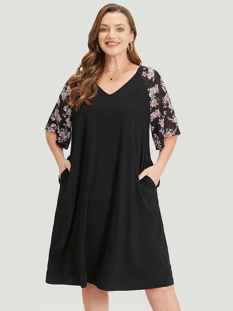 Supersoft Essentials Floral Pocket Raglan Sleeve Midi Dress