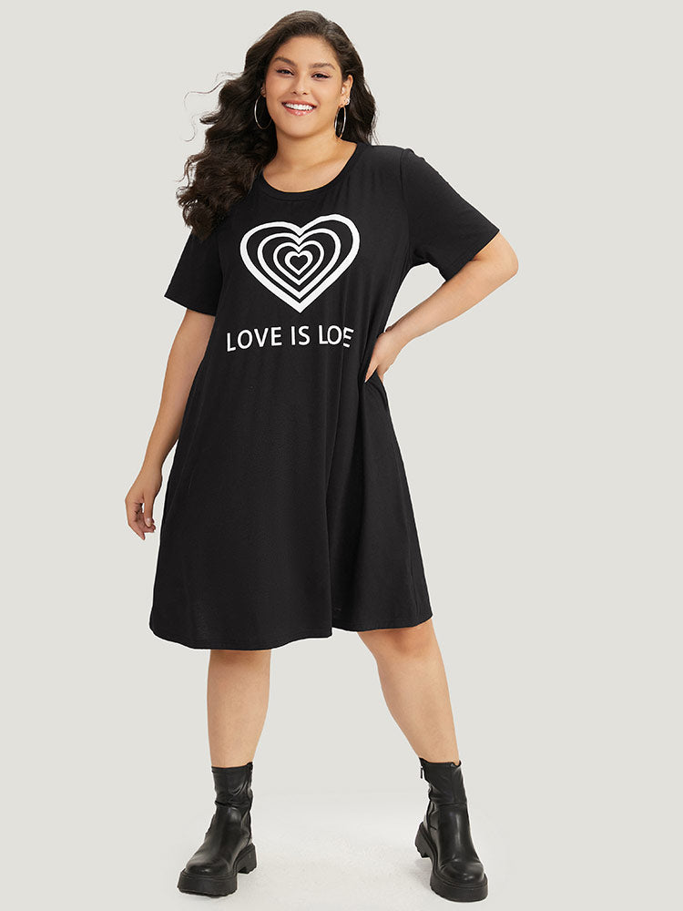 Supersoft Essentials Heart & Letter Pocket Crew Neck Dress