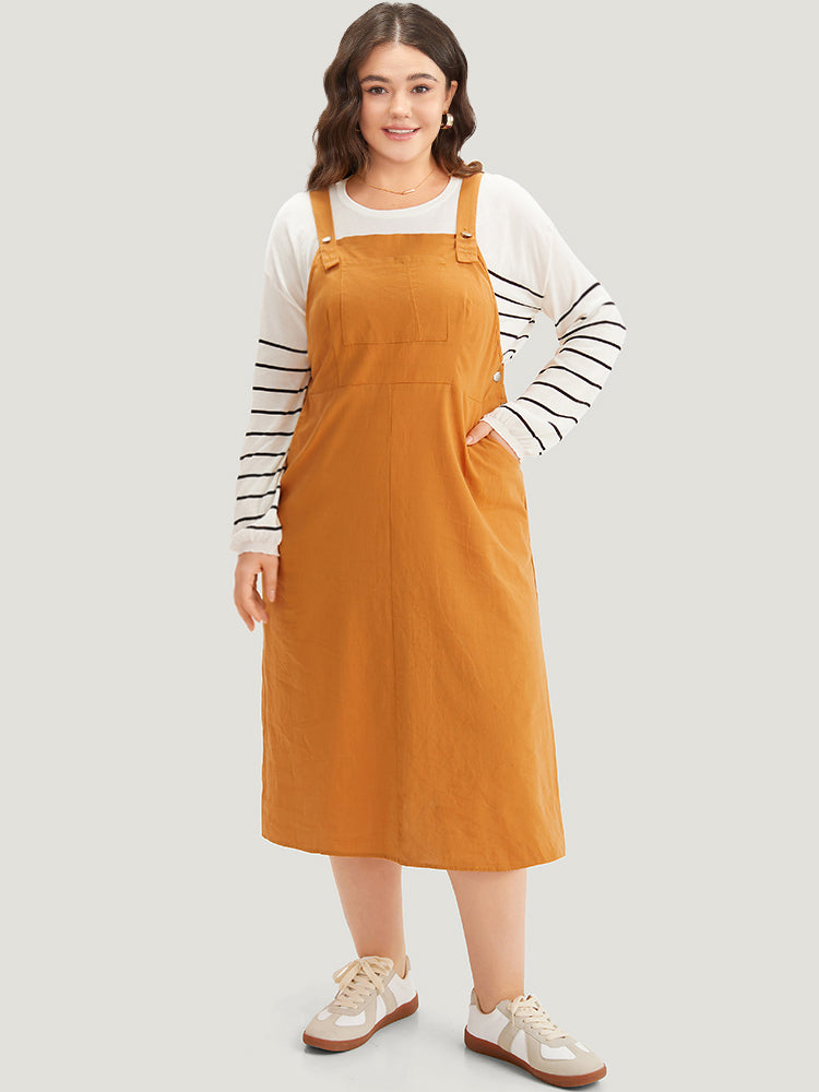 Plain Pocket Adjustable Straps Spaghetti Strap Dress