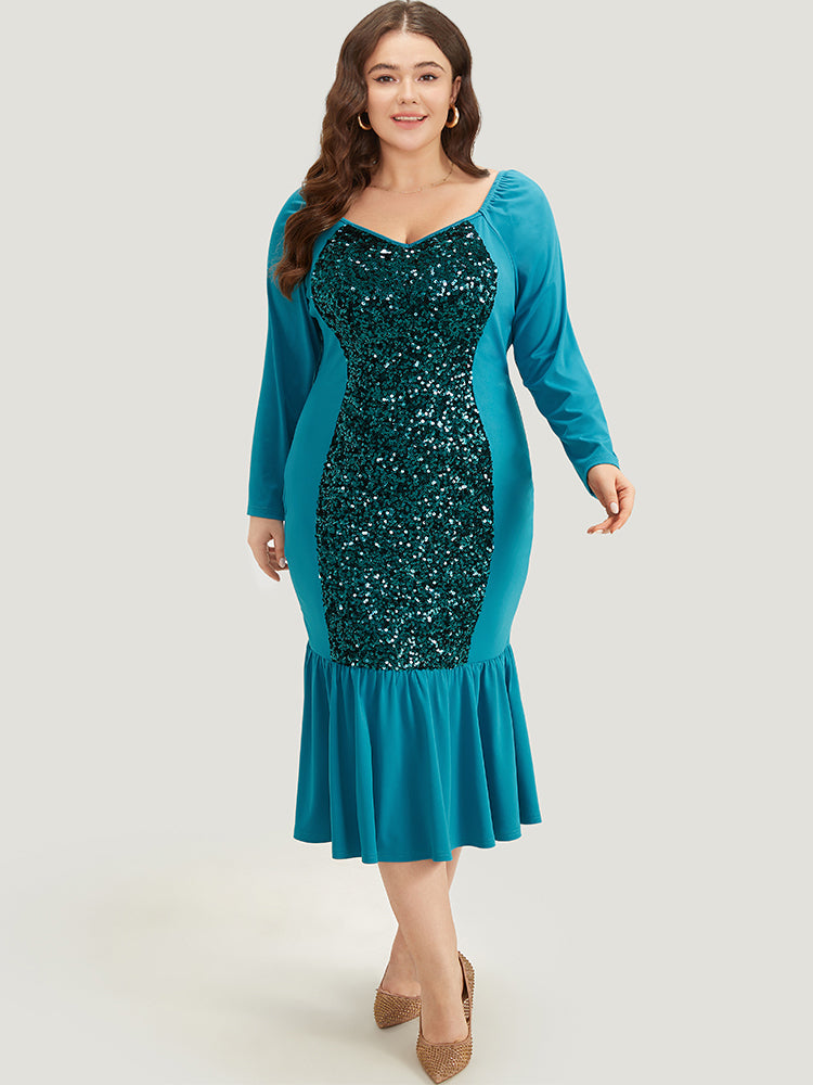 Halloween Sequin Patchwork Mermaid Hem Dress