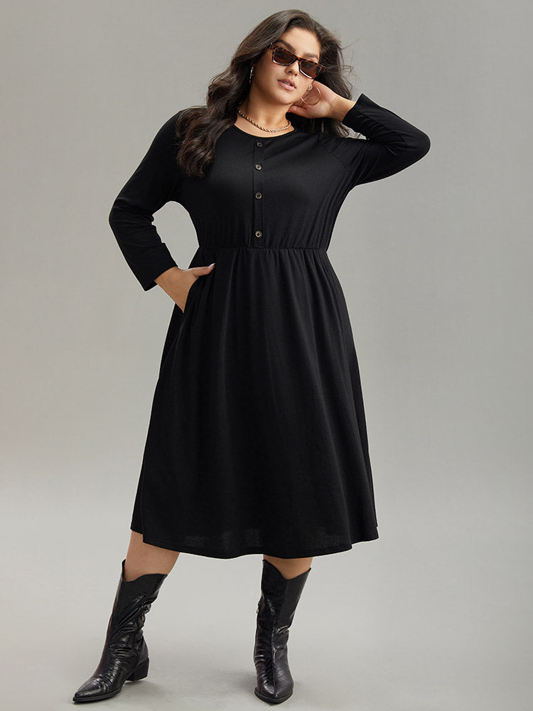 Supersoft Essentials Solid Button Detail Dress