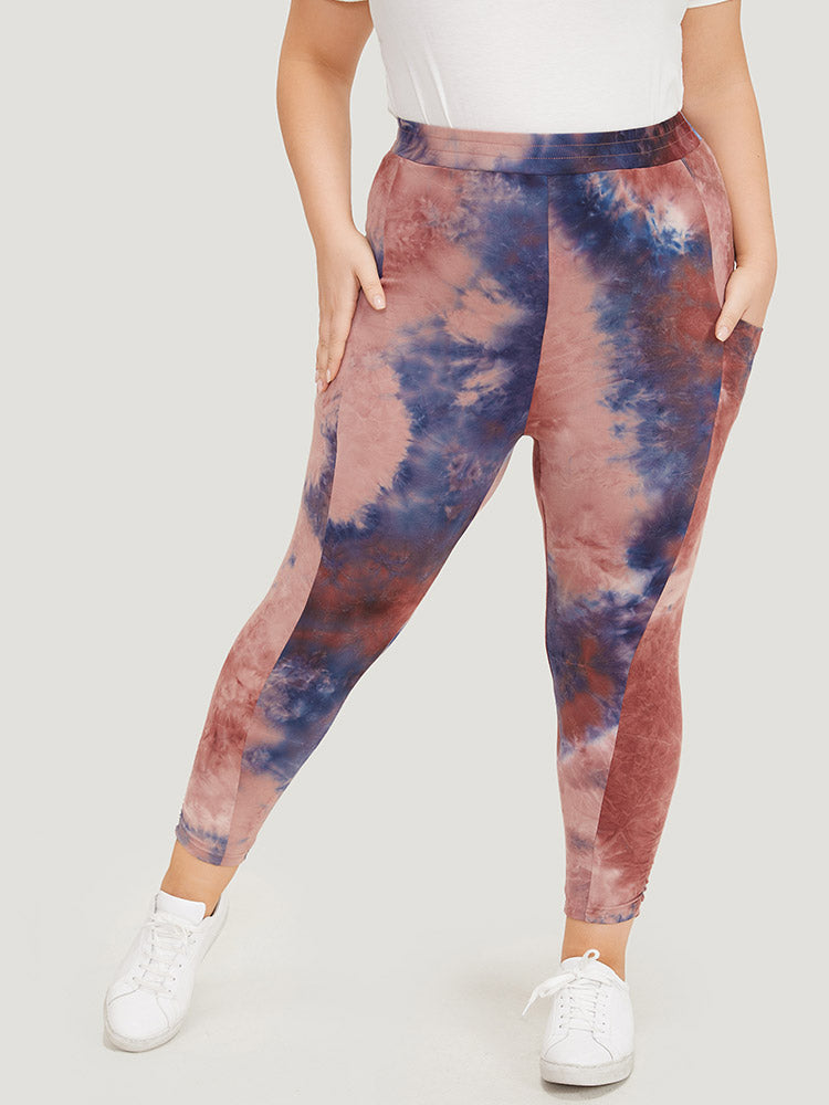 Tie Dye Gathered Skinny Pocket Side Leggings