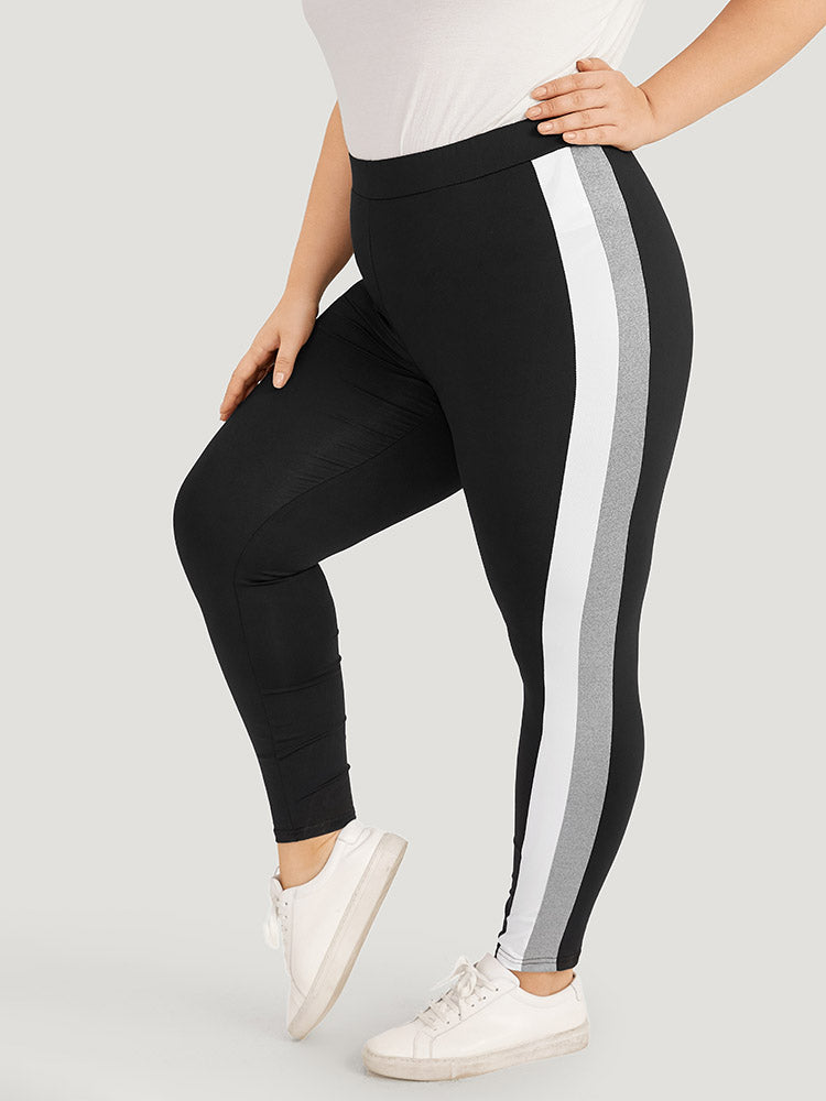 Contrast Skinny Elastic Waist High Rise Leggings