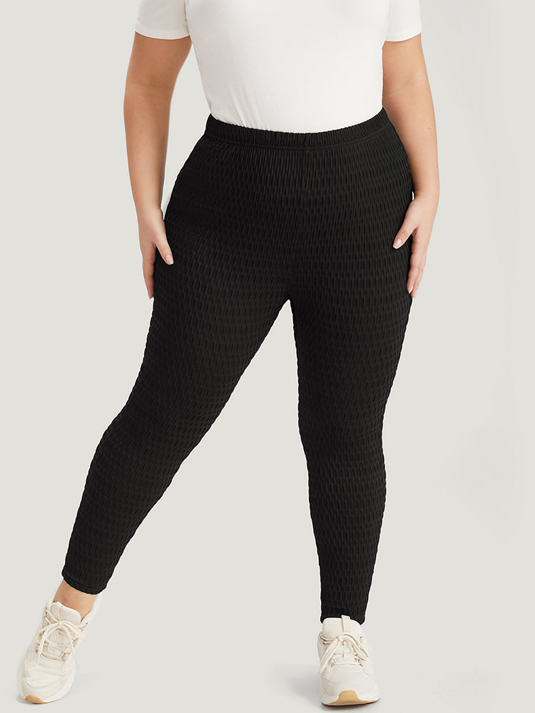 Solid Plisse High Rise Skinny Leggings