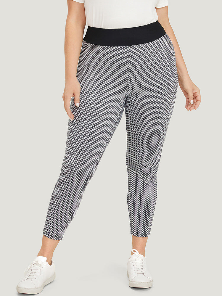 Polka Dot Skinny Contrast Wideband Waist Leggings