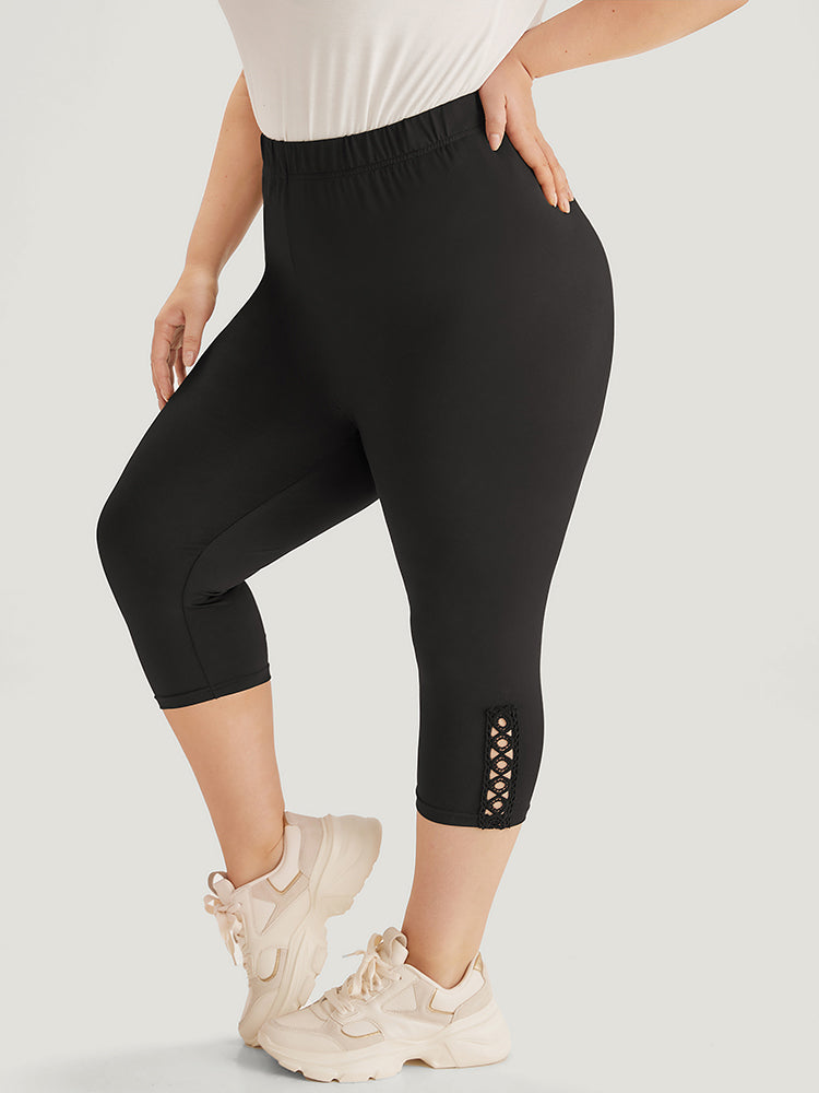 Plain Crisscross Side Patchwork High Rise Leggings