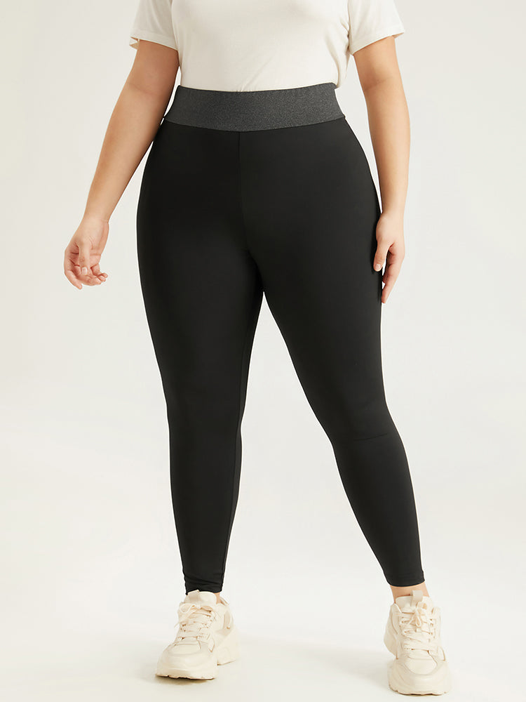 Two Tone Elastic Waist Patchwork Leggings