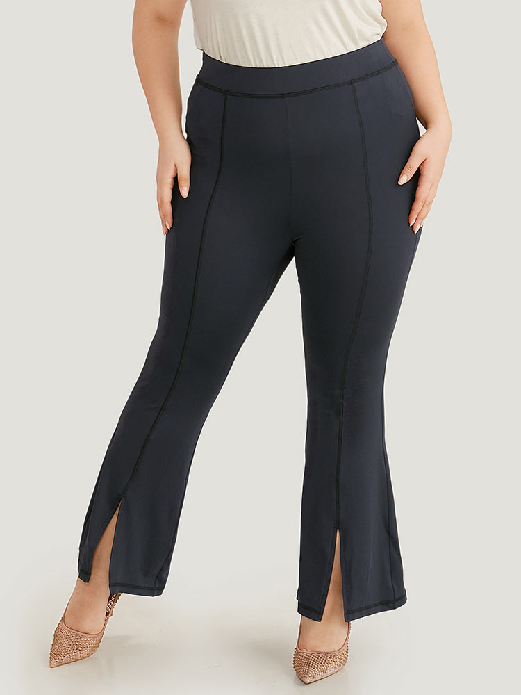 Plain Split Hem Flare Leg Leggings