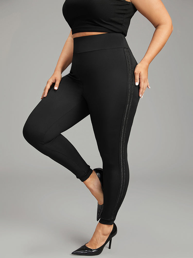 Wideband Waist Contrast Webbing Leggings