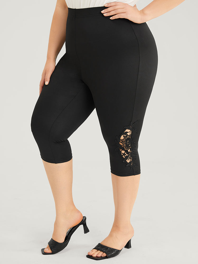 Skinny Contrast Lace Cropped Leggings