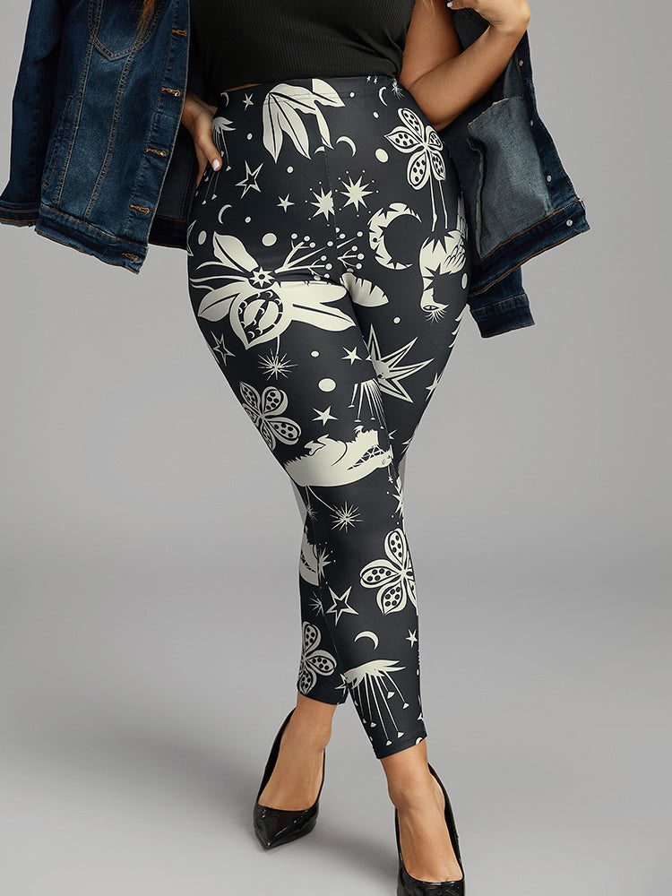 Natural Print High Rise Skinny Leggings