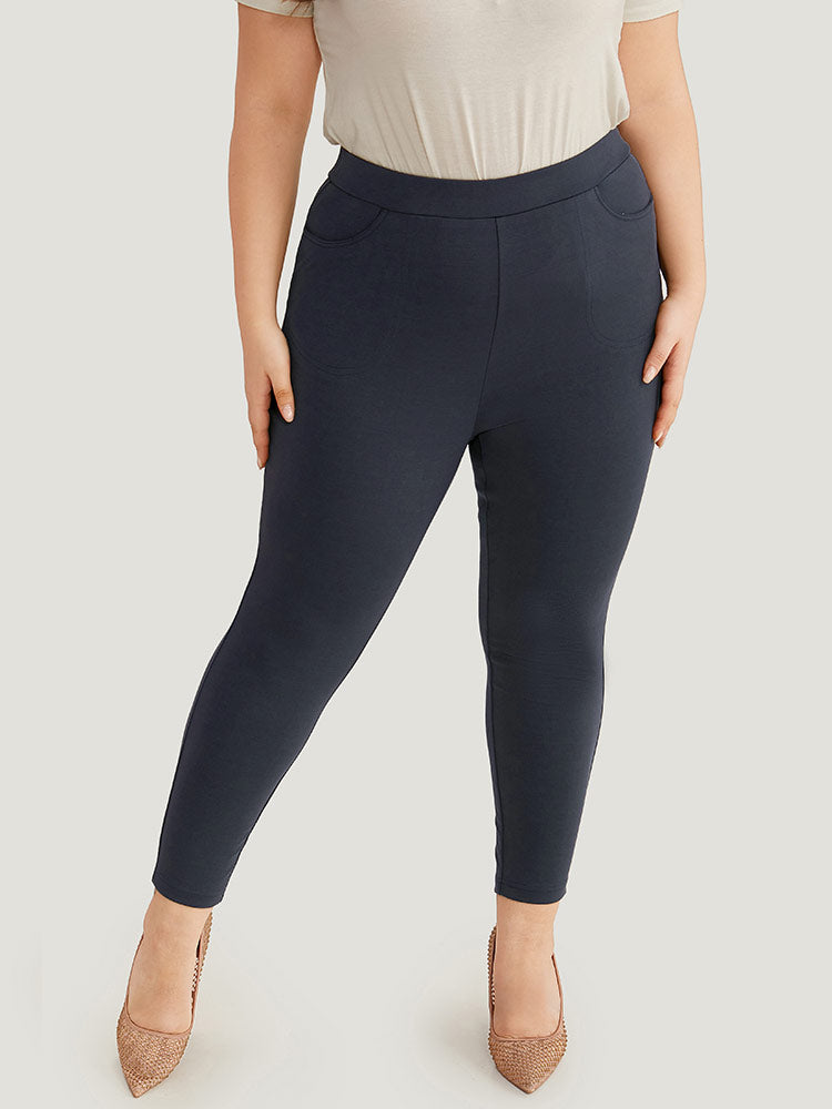 Plain High Rise Skinny Pocket Pants