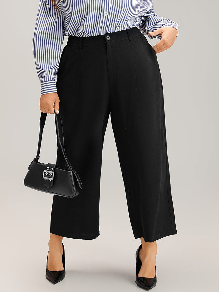 Plain Pocket Straight Leg Pants