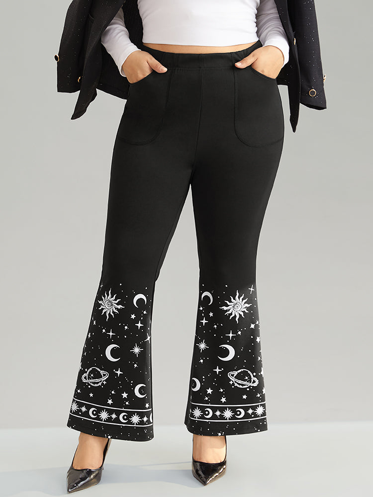 Moon & Star High Rise Elastic Waist Flare Leg Pants