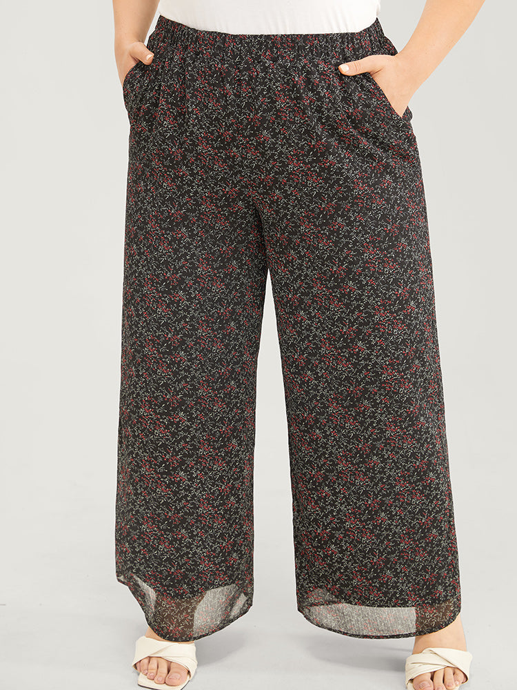 Ditsy Floral Pocket Elastic Waist Pants