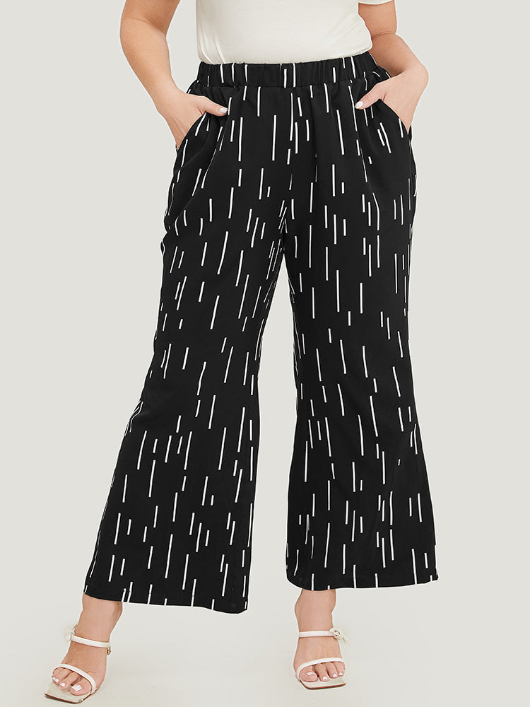 Geometric Print Pocket Bootcut Pants