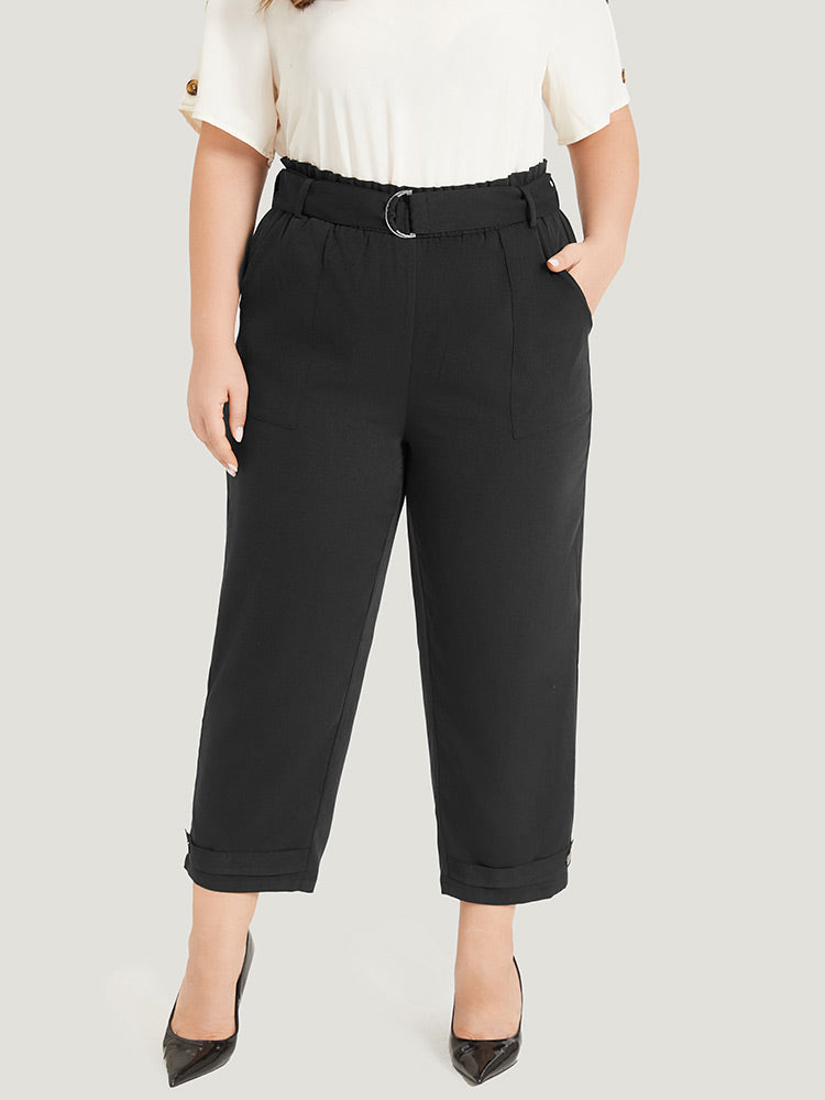 Supersoft Essentials Solid Pocket Buckle Detail Pants