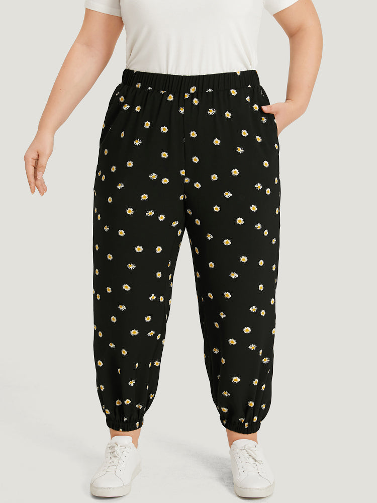 Daisy Floral Slant Pocket Ankle Pants