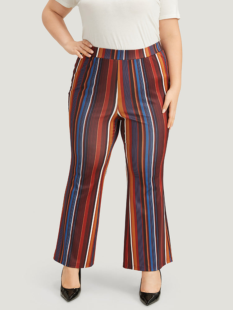 Halloween Rainbow Striped Flare Leg Very Stretchy Pants