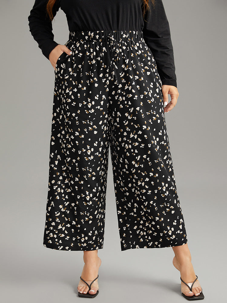 Ditsy Floral Elastic Waist Ties Pants