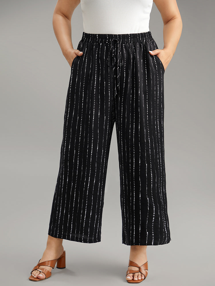 Polka Dot Striped Ties Wide Leg Pants