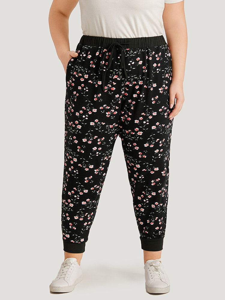 Ditsy Floral High Rise Pocket Elastic Waist Sweatpants