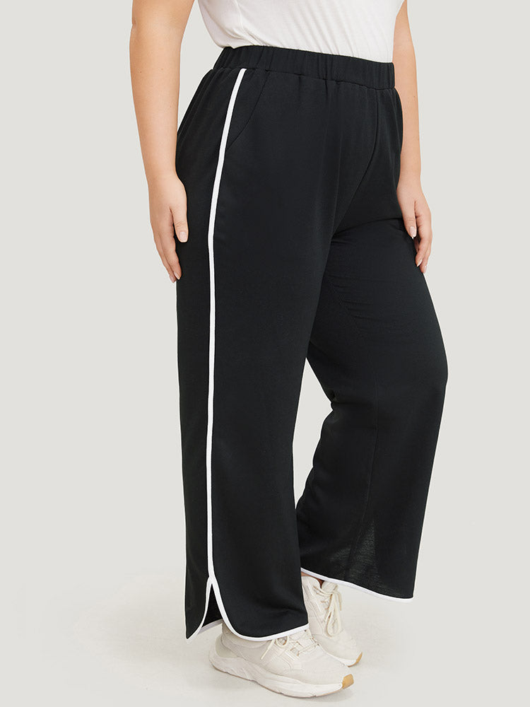 Contrast Pocket Seam Detail Split Hem Sweatpants